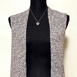 Black & White, Hi-Low, Sleeveless Cardigan